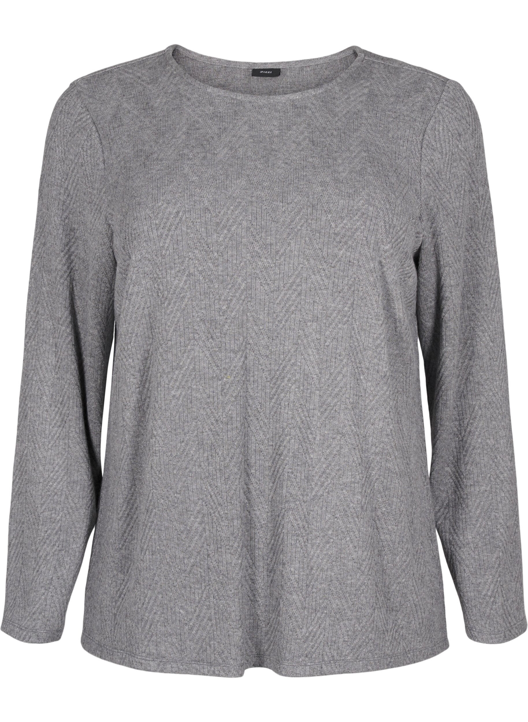 Zizzi Gepatroonde blouse met lange mouwen, Grijs, Packshot image number 0