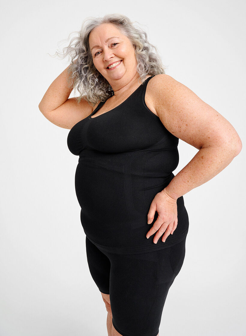 Shapewear top met brede bandjes, Zwart, Image