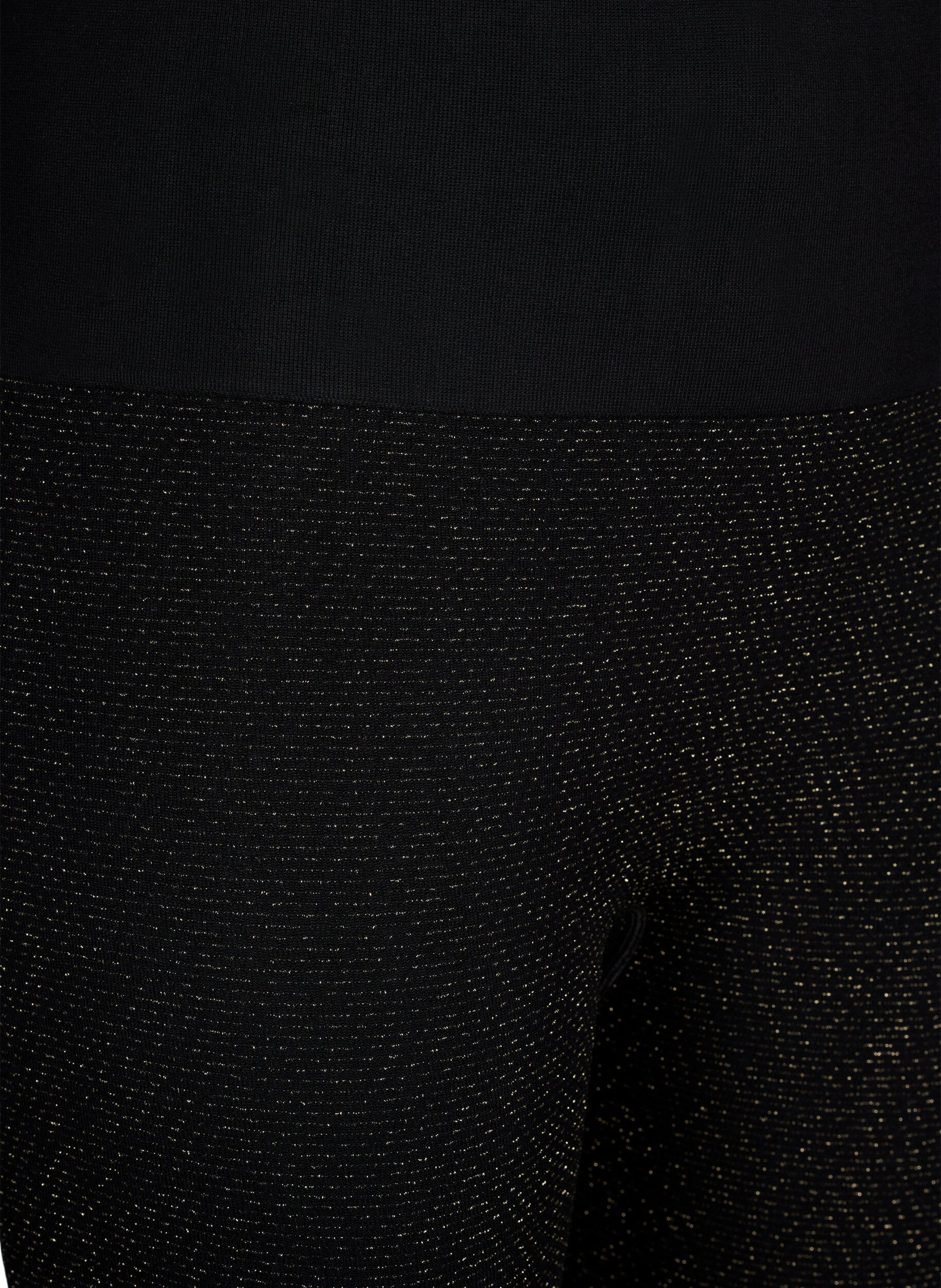 Zizzi Naadloze glitter leggings, Black Gold Lurex, Packshot image number 2
