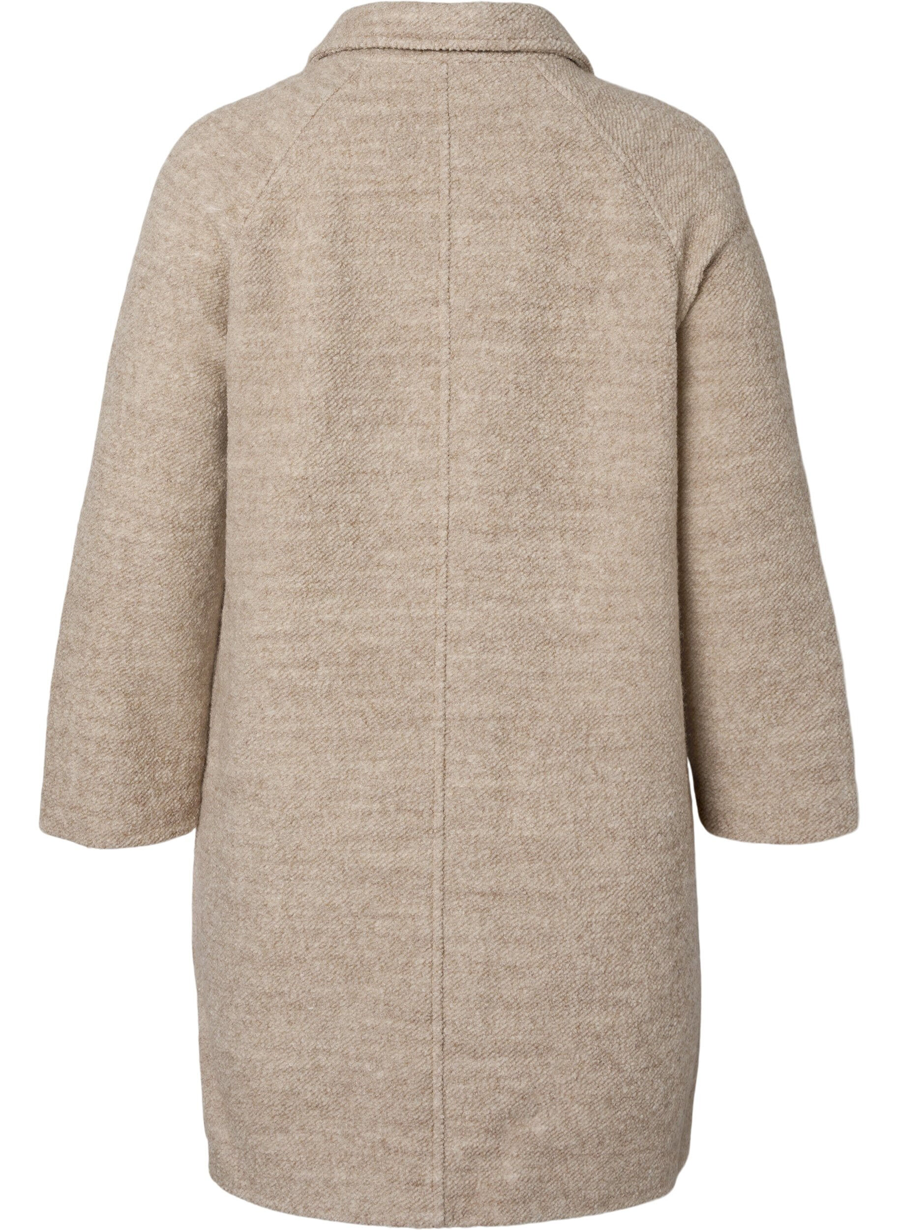 Zizzi Plaid boucl&eacute; jas met knoppen, Simply Taupe, Packshot image number 1