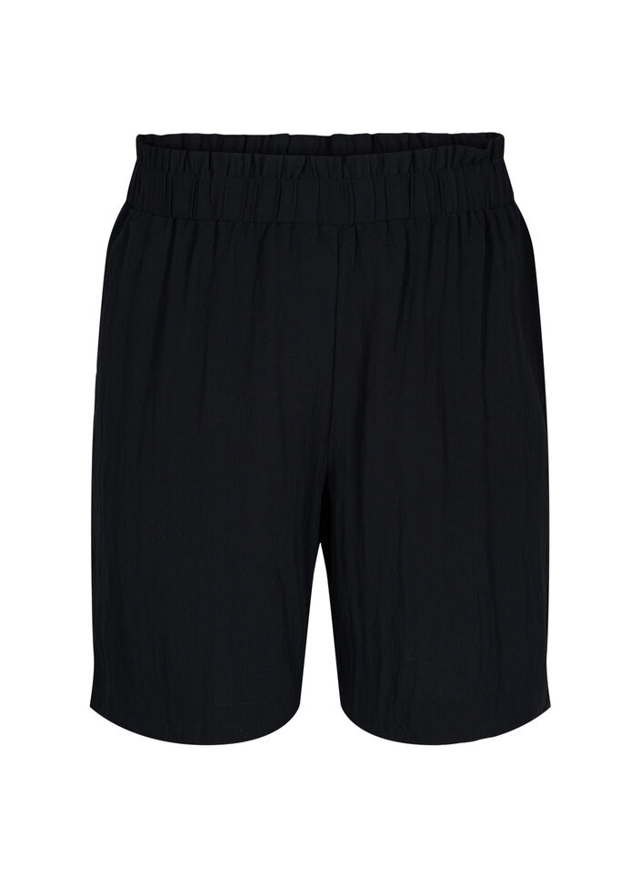 Losse shorts van viscose, Black, Packshot image number 0