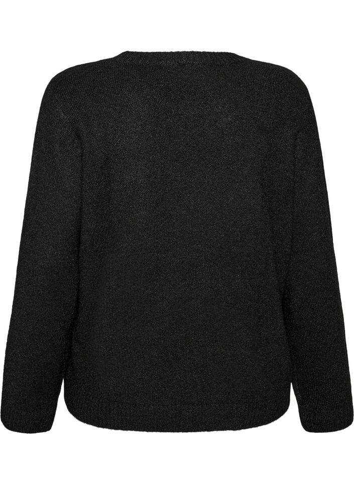 Jumper met ronde hals en losse pasvorm, Zwart, Packshot image number 1