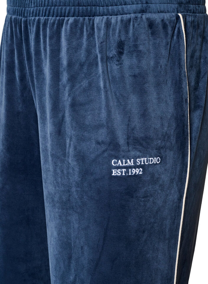 Veloursbroek met contrasterende biezen, Blauw, Packshot image number 2