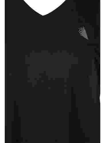 Sportief t-shirt met korte mouwen en v-hals, Black, Packshot image number 2