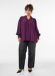 Blouse met ruches kraag en plooien, Paars, Model image number 1