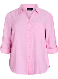 Linnen en viscose shirt met 3/4 mouwen, Roze