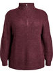 Gebreide trui met hoge hals en rits, Rood, Packshot image number 0