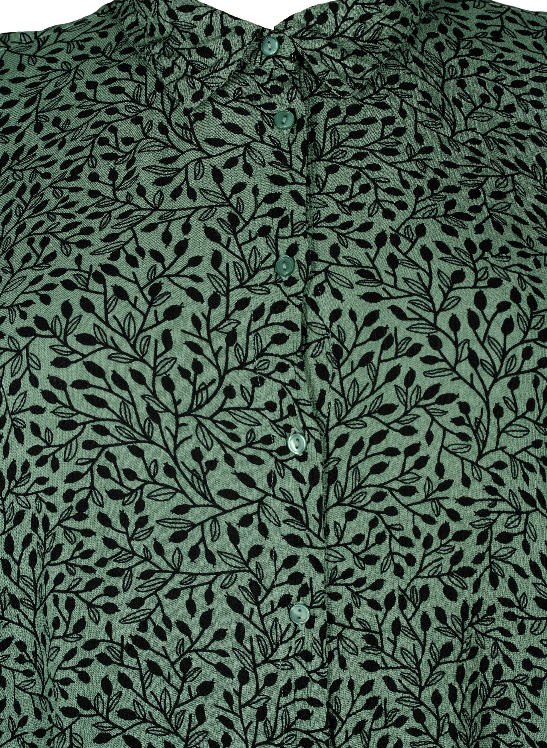 Zizzi Lang viscose shirt met print, Green AOP, Packshot image number 2