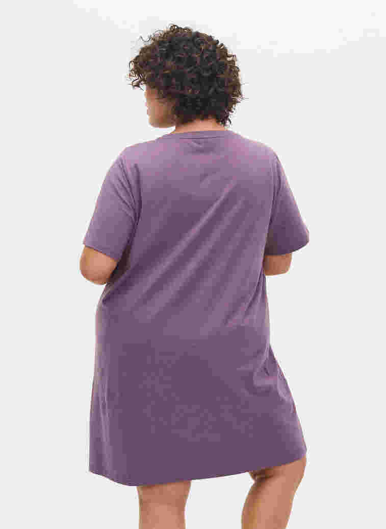 Gemêleerd t-shirt pyjama jurk met korte mouwen, Vintage Violet Mel., Model image number 1
