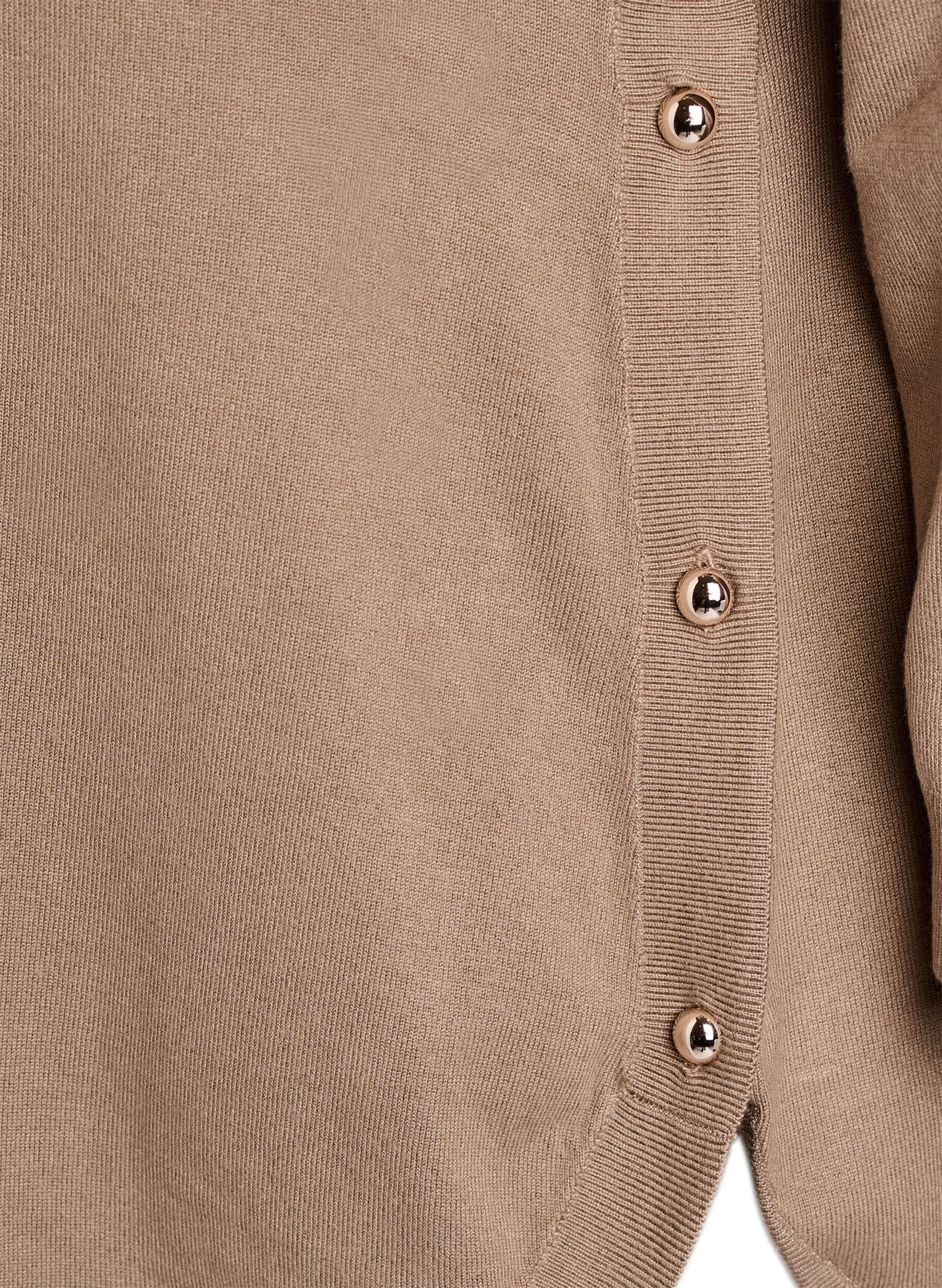Zizzi Gebreide blouse met knoopjes aan de zijkant, Beige, Packshot image number 3