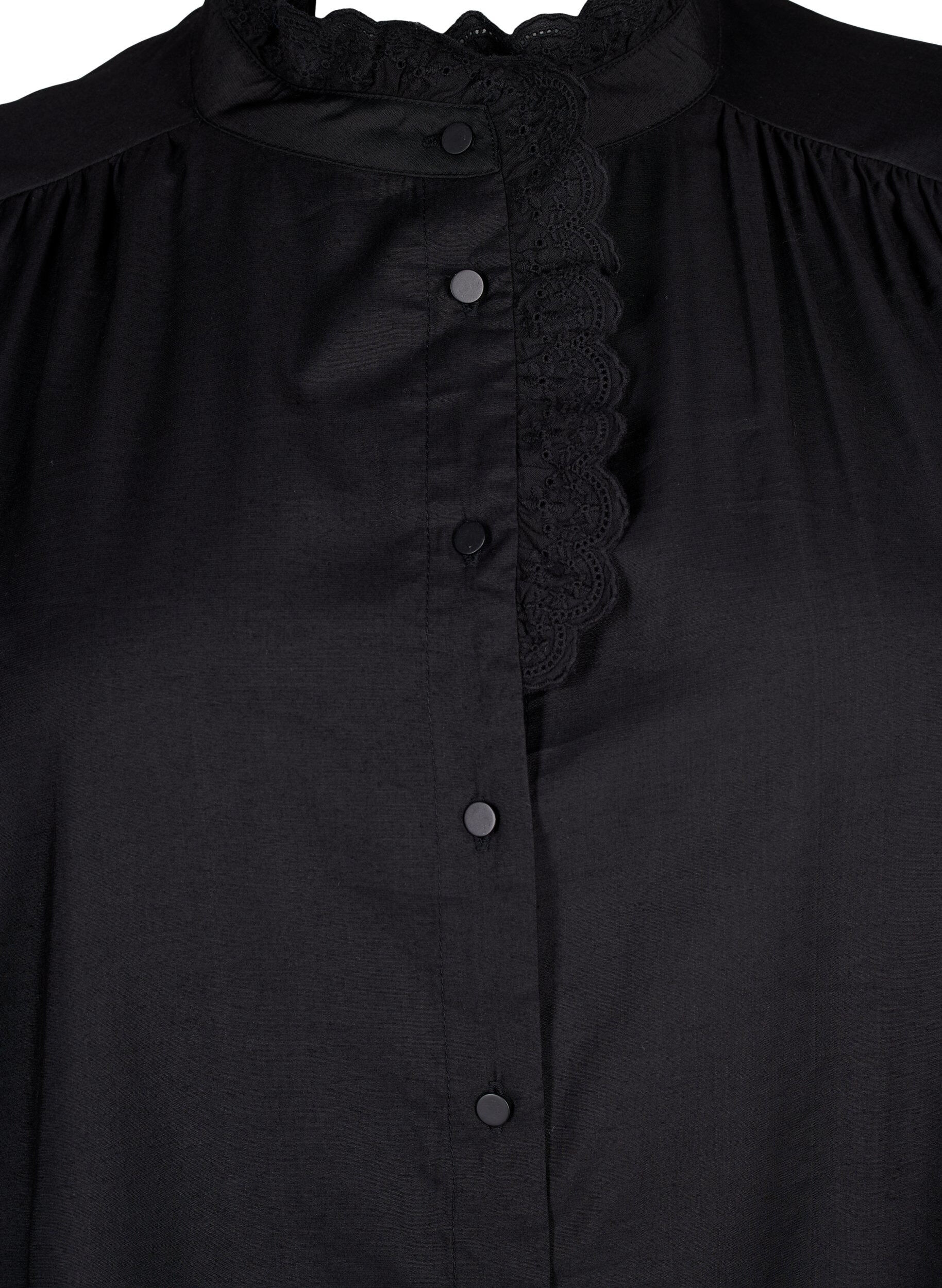 Zizzi Visicoshirt Blouse met ruffles, Black, Packshot image number 2