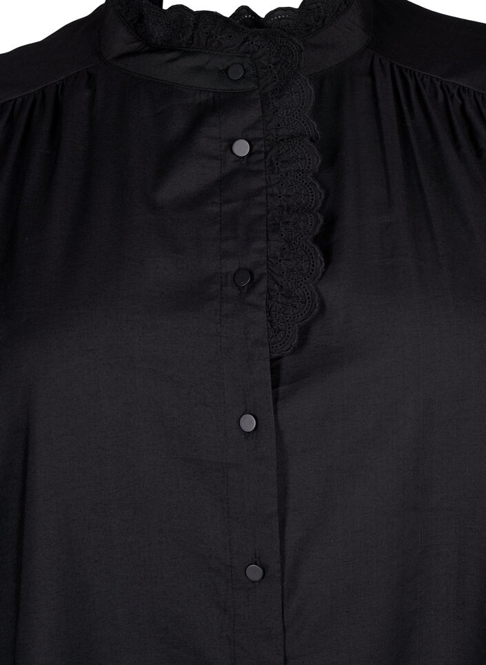 Visicoshirt Blouse met ruffles, Black, Packshot image number 2