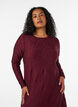 Midi jurk met golvende structuur en lange mouwen, Rood, Model image number 2