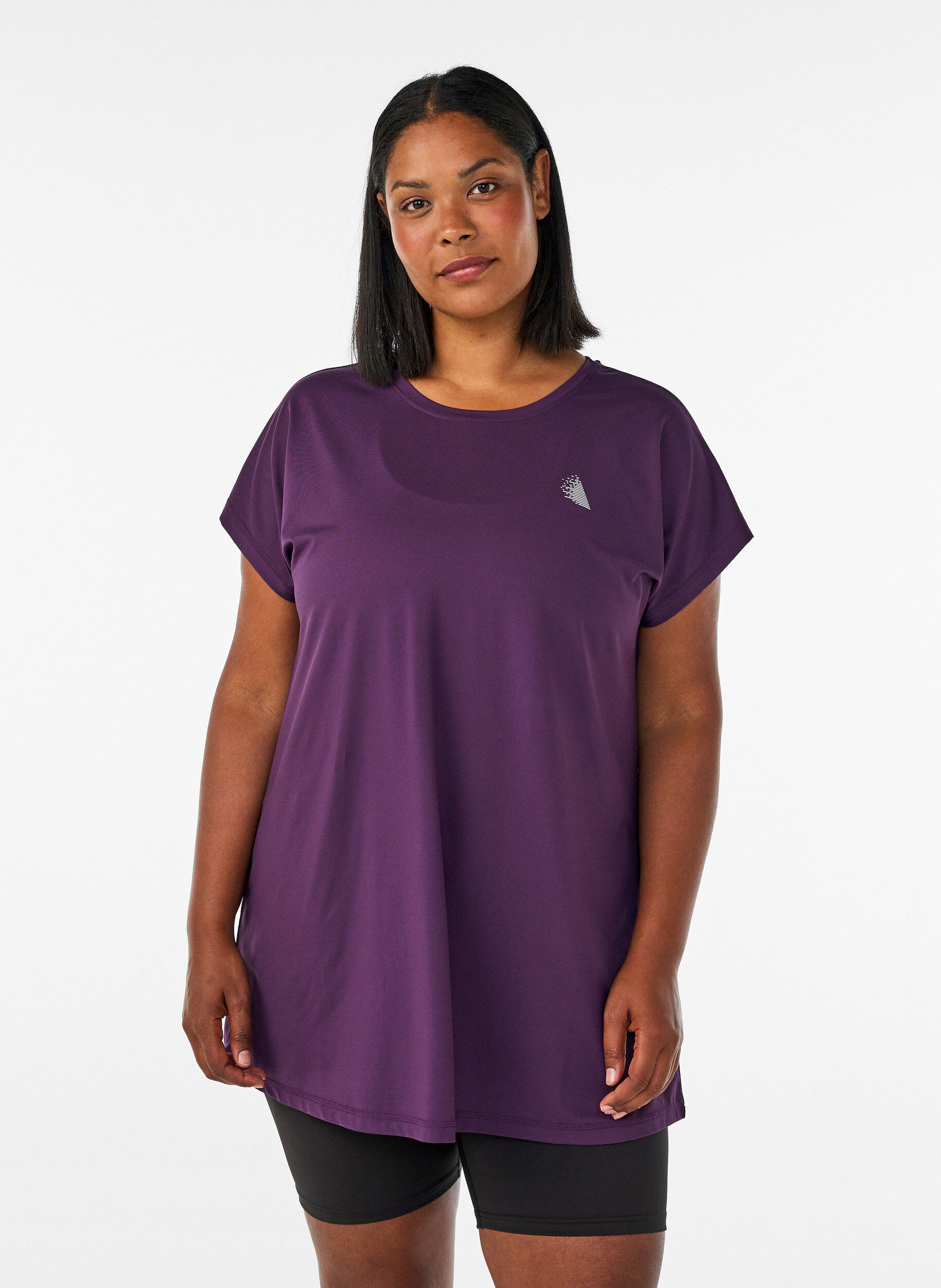 Lang workout T-shirt, Paars, Model