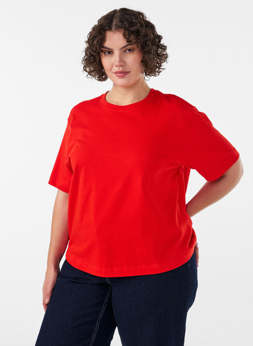 Boxy katoenen T-shirt, 0942, Model image number 0
