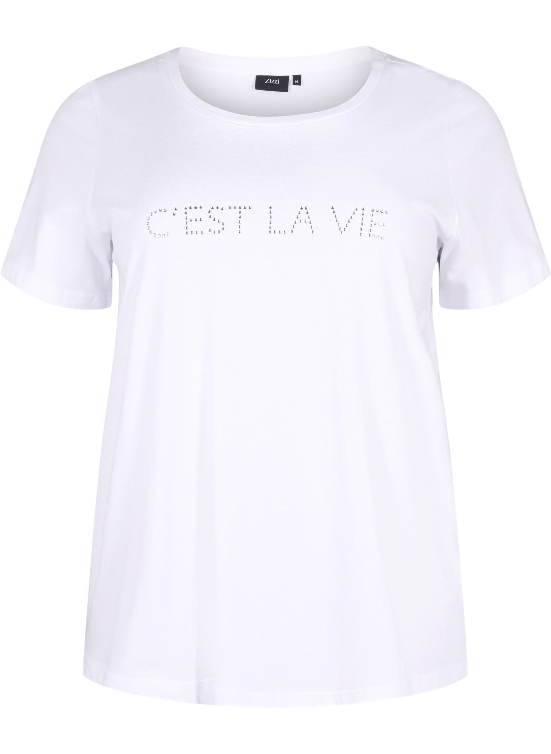 Zizzi T-shirt met stras, B.White W.Rhinestone, Packshot image number 0
