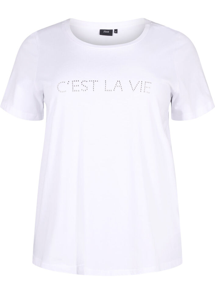 T-shirt met stras, B.White W.Rhinestone, Packshot image number 0