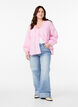 Gestreepte blouse met open voorkant en geborduurde details, Roze, Model image number 1
