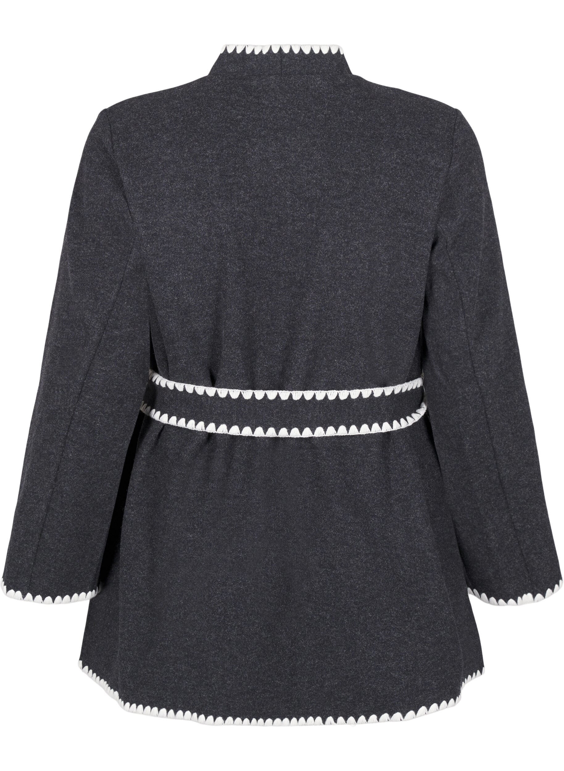 Zizzi Jas met contrastkleurige randen, Dark Grey Melange, Packshot image number 1