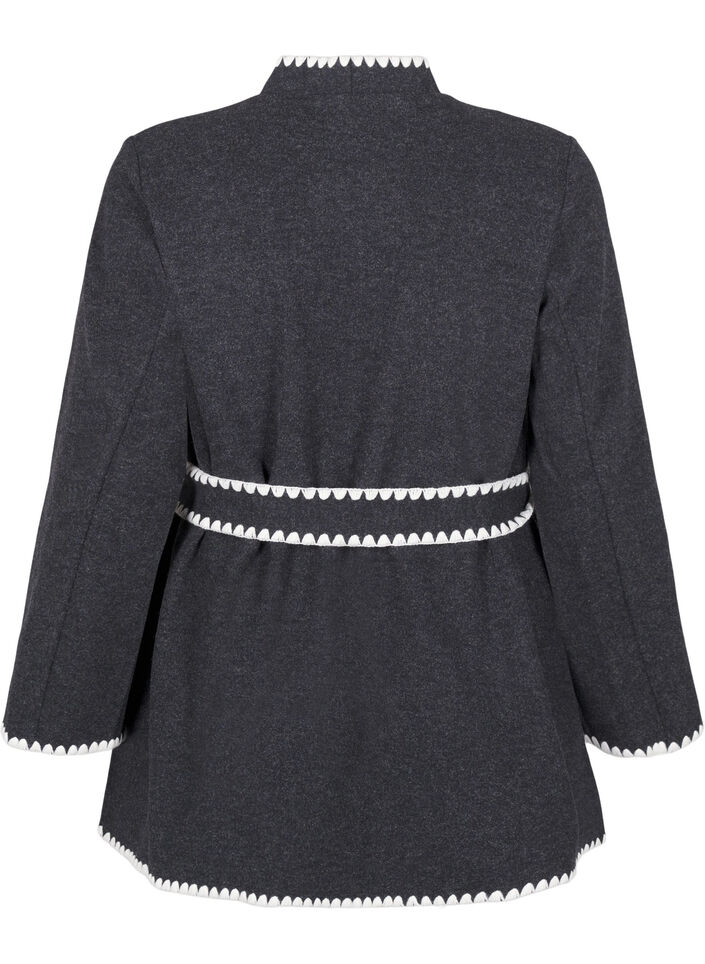 Jas met contrastkleurige randen, Dark Grey Melange, Packshot image number 1