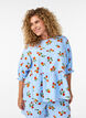 Katoenen blouse met tomatenprint en peplum, Blauw, Model image number 0