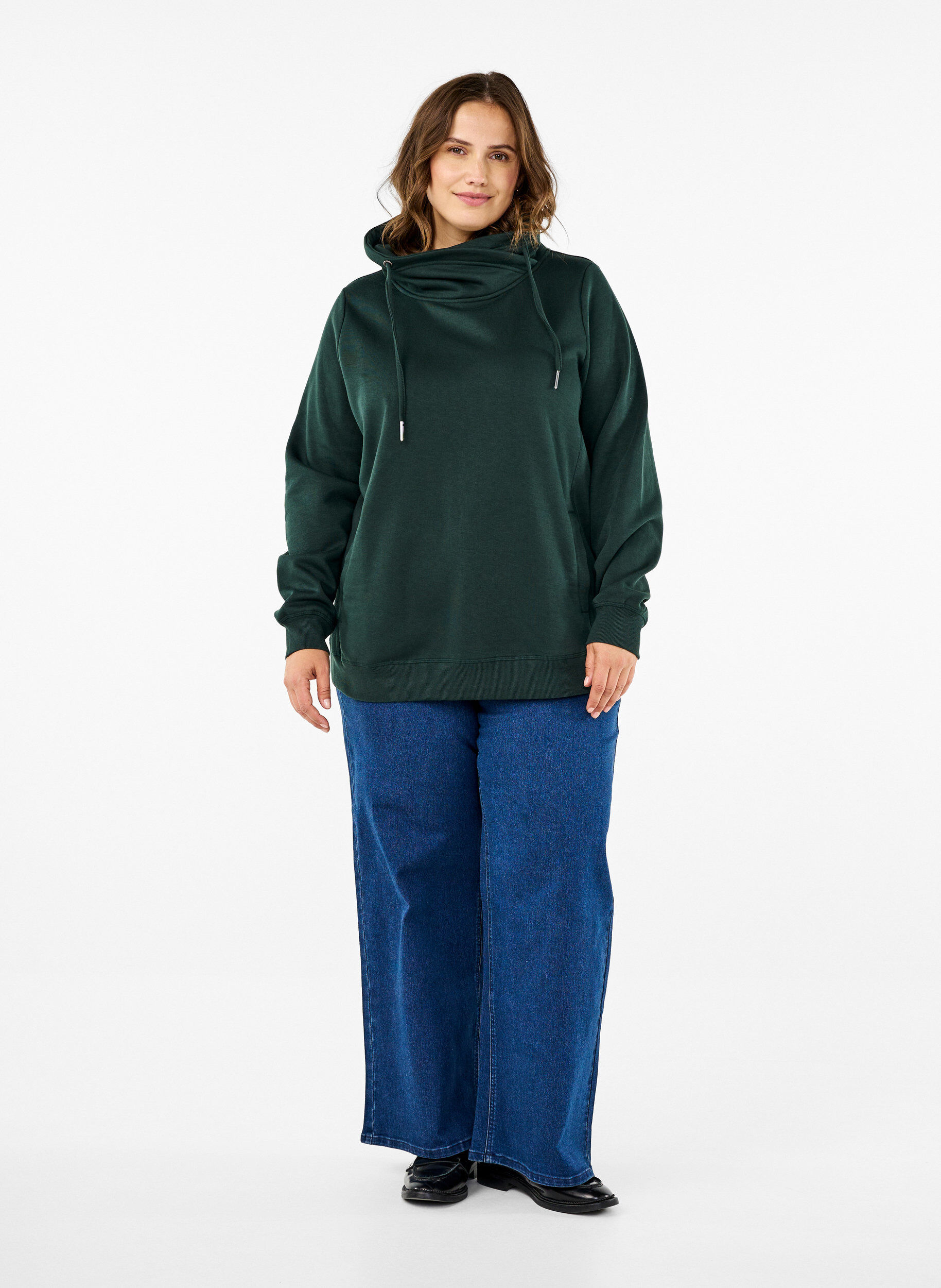 Zizzi FLASH - Sweatshirt met hoge kraag, Scarab, Model image number 2