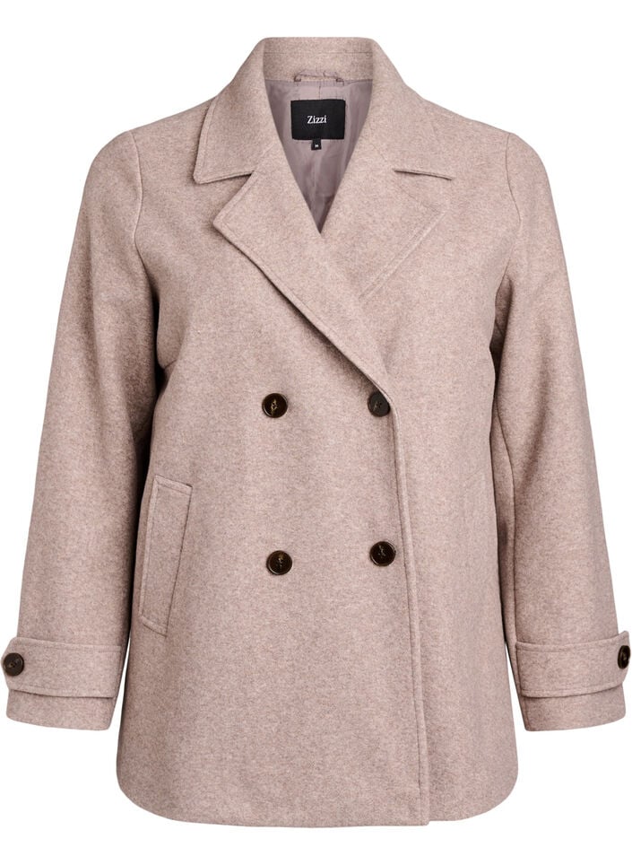 Korte jas met dubbele knoopsluiting, Beige, Packshot image number 0