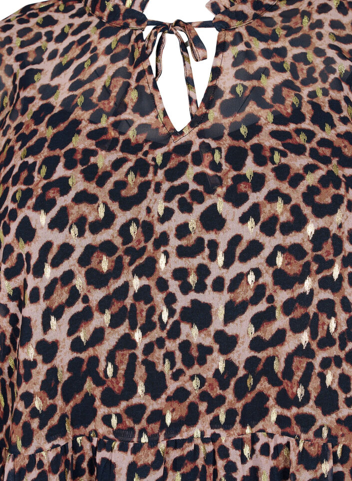 Tuniek met bloemenprint en lurex, Leopard AOP, Packshot image number 2