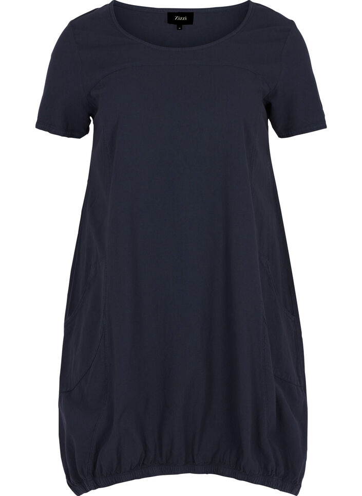 Katoenen jurk met korte mouwen, Blauw, Packshot image number 0
