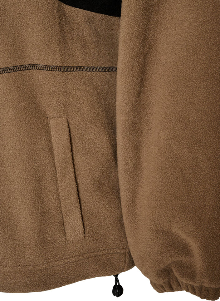 Fleece-anorak met capuchon en contrasterend paneel, Bruin, Packshot image number 3
