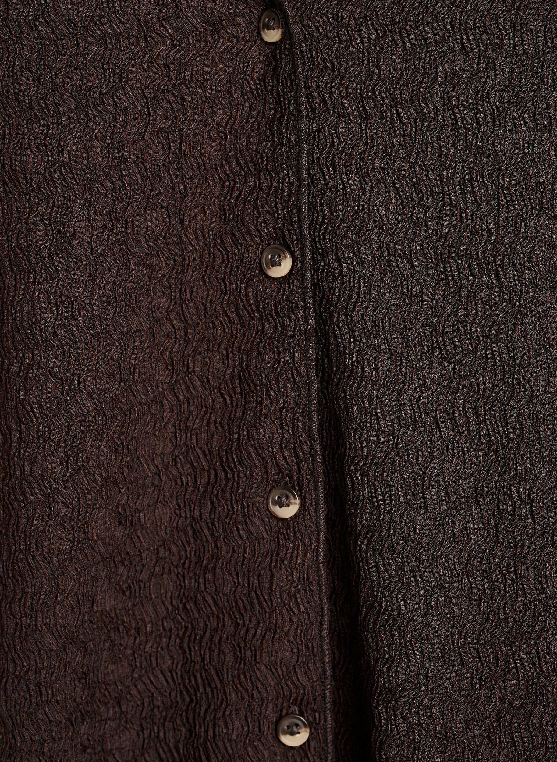 ZizziMouwloos top met een golvende textuur en knoopsluiting, Bruin, Packshot image number 2