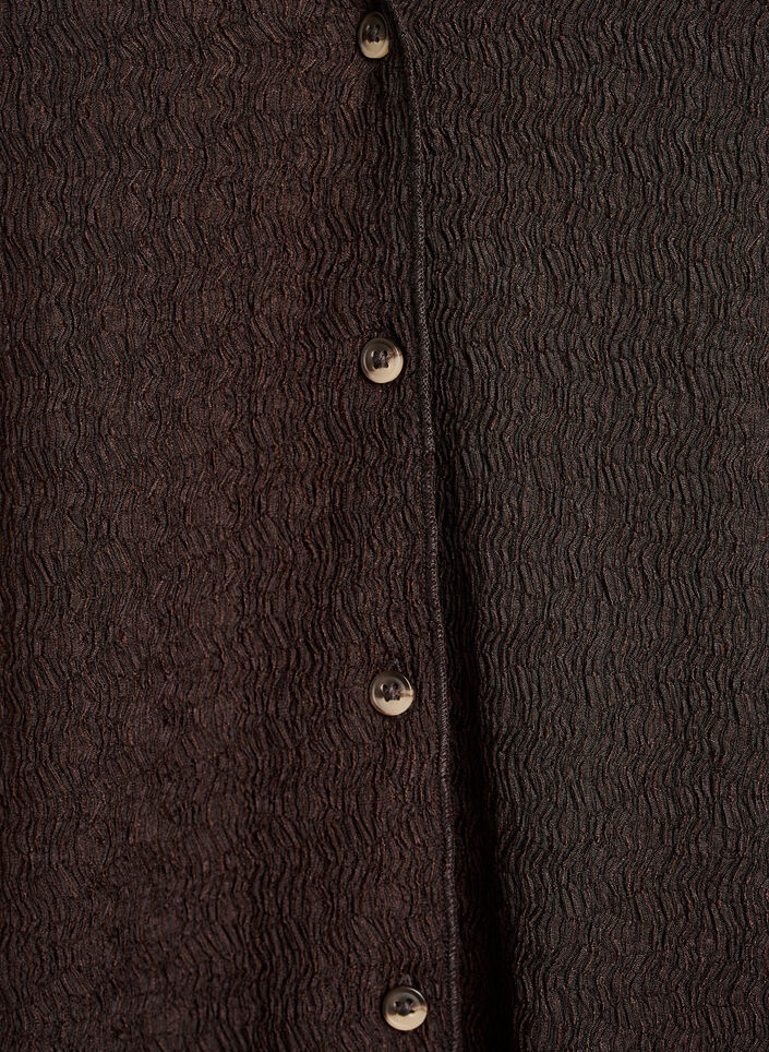 Mouwloos top met een golvende textuur en knoopsluiting, Bruin, Packshot image number 2