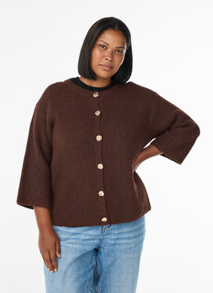 Lila gebreide degradé cardigan - Dames Lila gebreide degradé cardigan - Dames