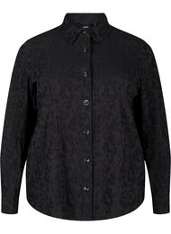 Viscose shirtjas met ton-sur-ton patroon, Black