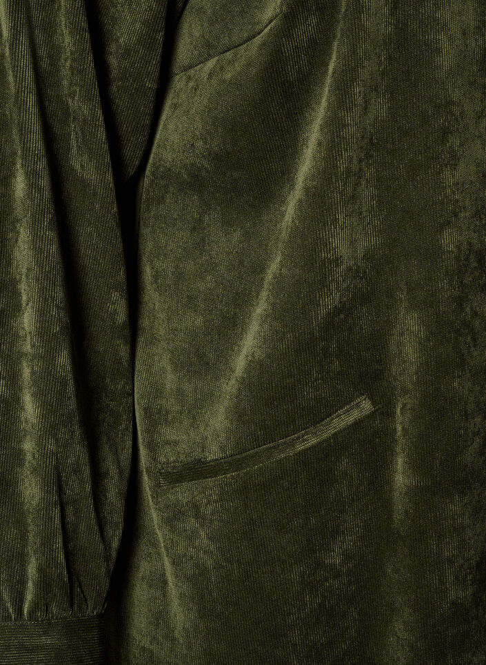 Corduroy overhemdjurk met kraag en knoopsluiting, Groen, Packshot image number 3