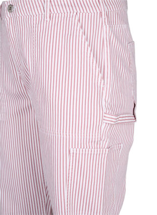 Gestreepte cargo jeans met rechte pasvorm, Rose White Stripe, Packshot image number 2