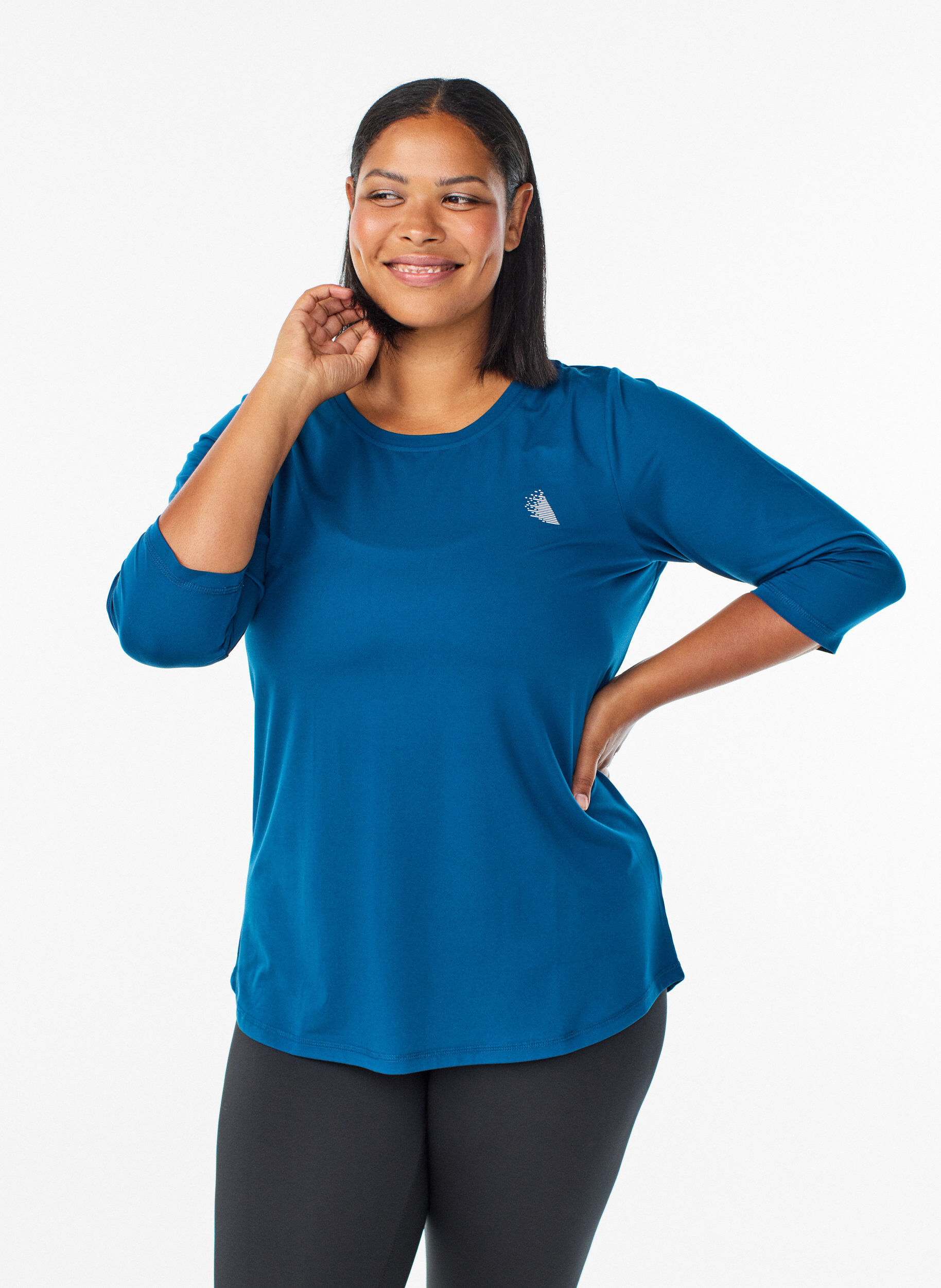 Training blouse met 3/4 mouwen, Blauw, Model