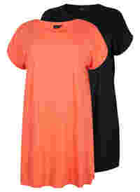 2-pack katoenen jurk met korte mouwen