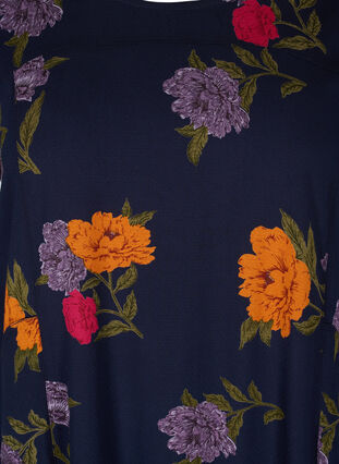 Viscose jurk met 3/4 mouwen, Blue Flower , Packshot image number 2