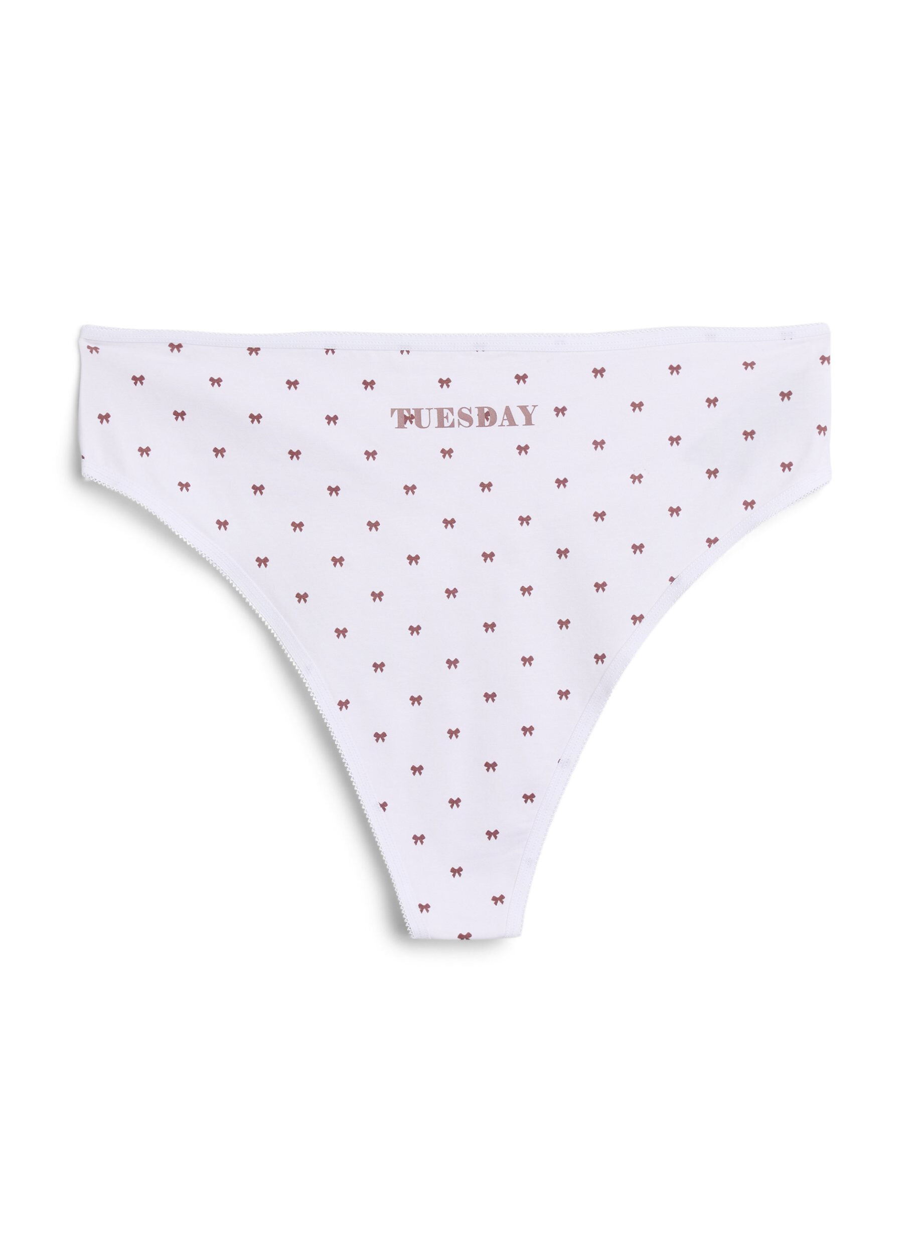 Zizzi 7-pack G-strings in katoen met weekdagen geprint, Roze, Packshot image number 3