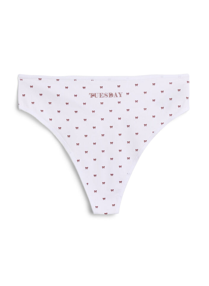 7-pack G-strings in katoen met weekdagen geprint, Roze, Packshot image number 3