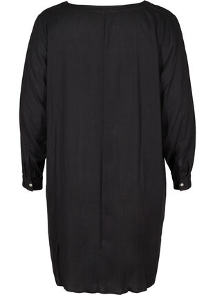Viscose jurk met lange mouwen, Black, Packshot image number 1