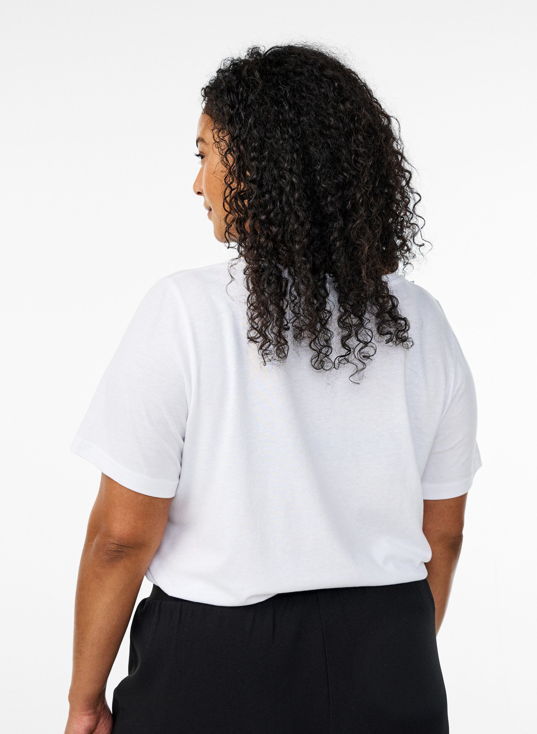 Zizzi FLASH - 2-pack T-shirts met ronde hals, Black/White, Model image number 1