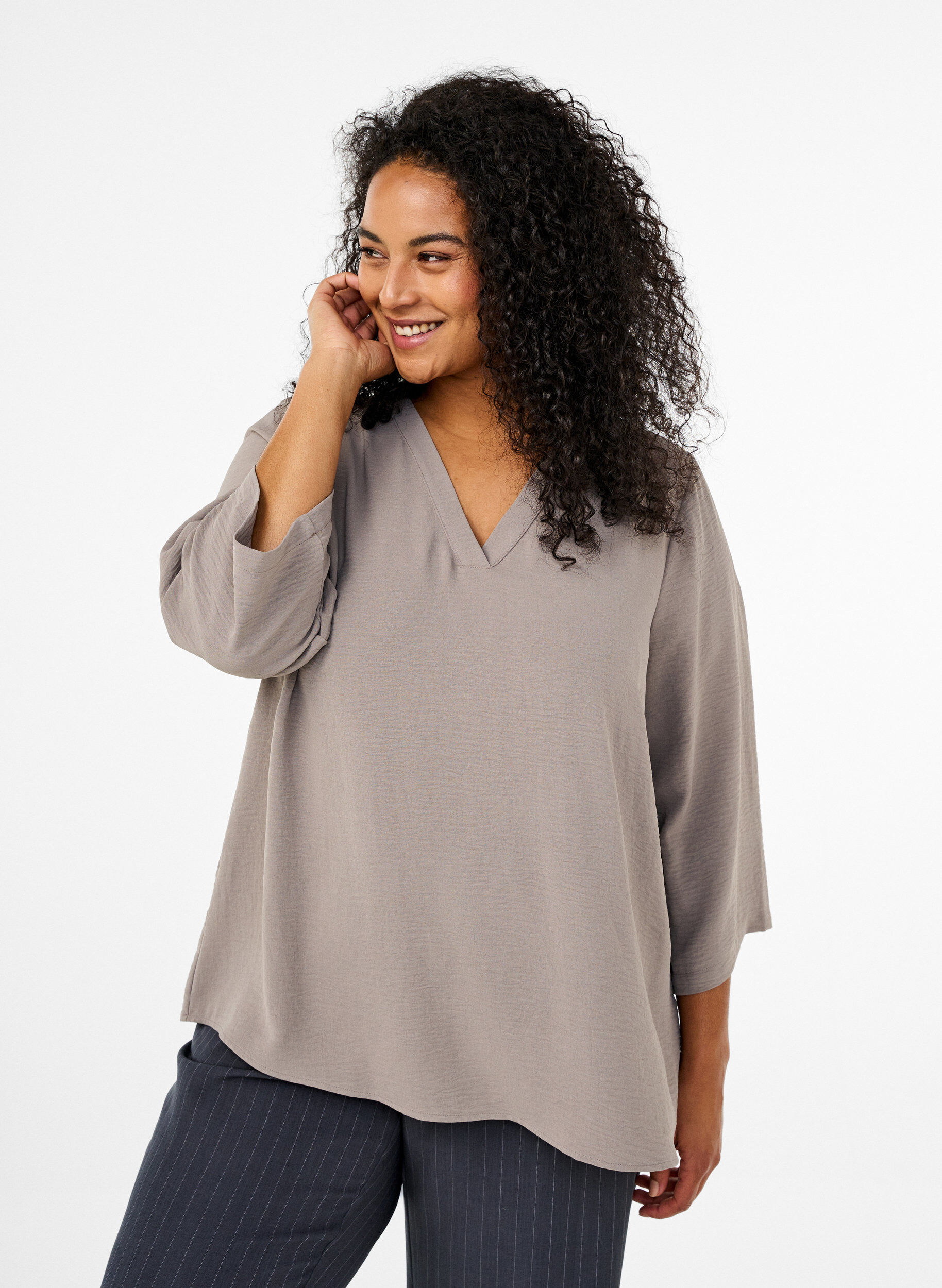 ZizziBlouse met 3/4 mouwen, Beige, Model image number 0