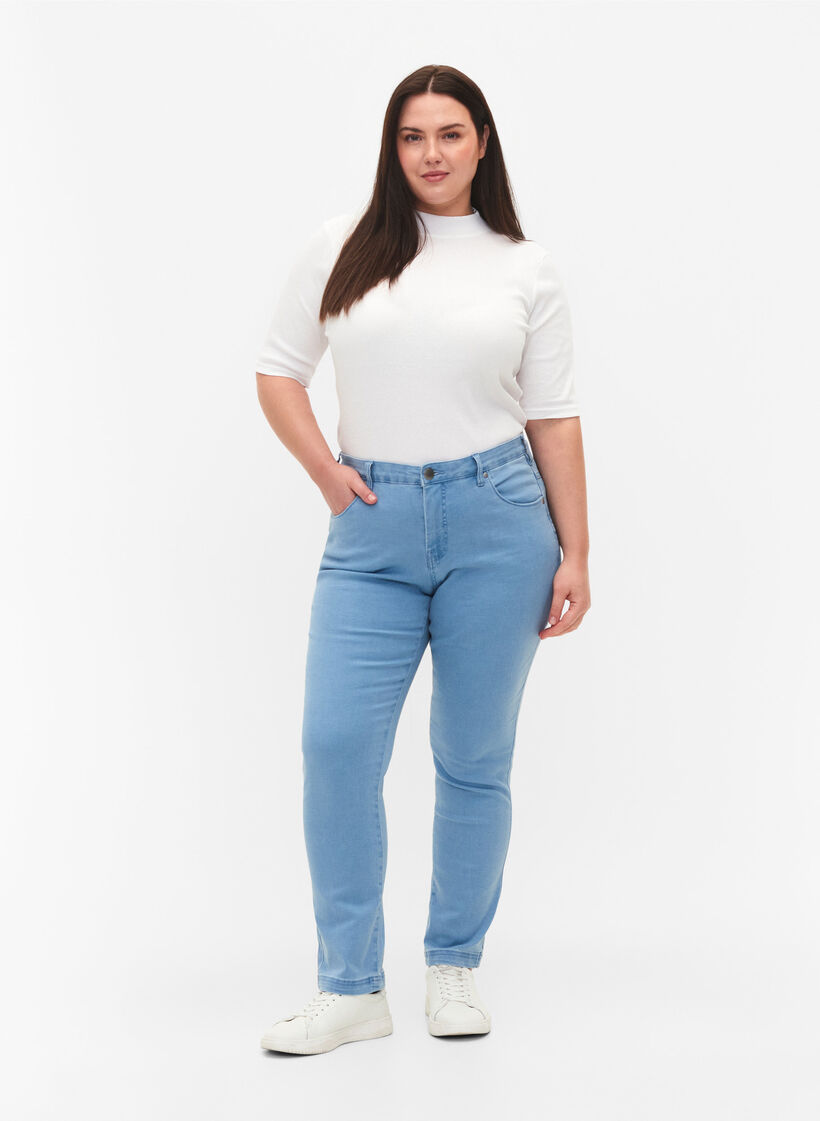 Slim fit Emily jeans met normale taille, Blauw, Model image number 0