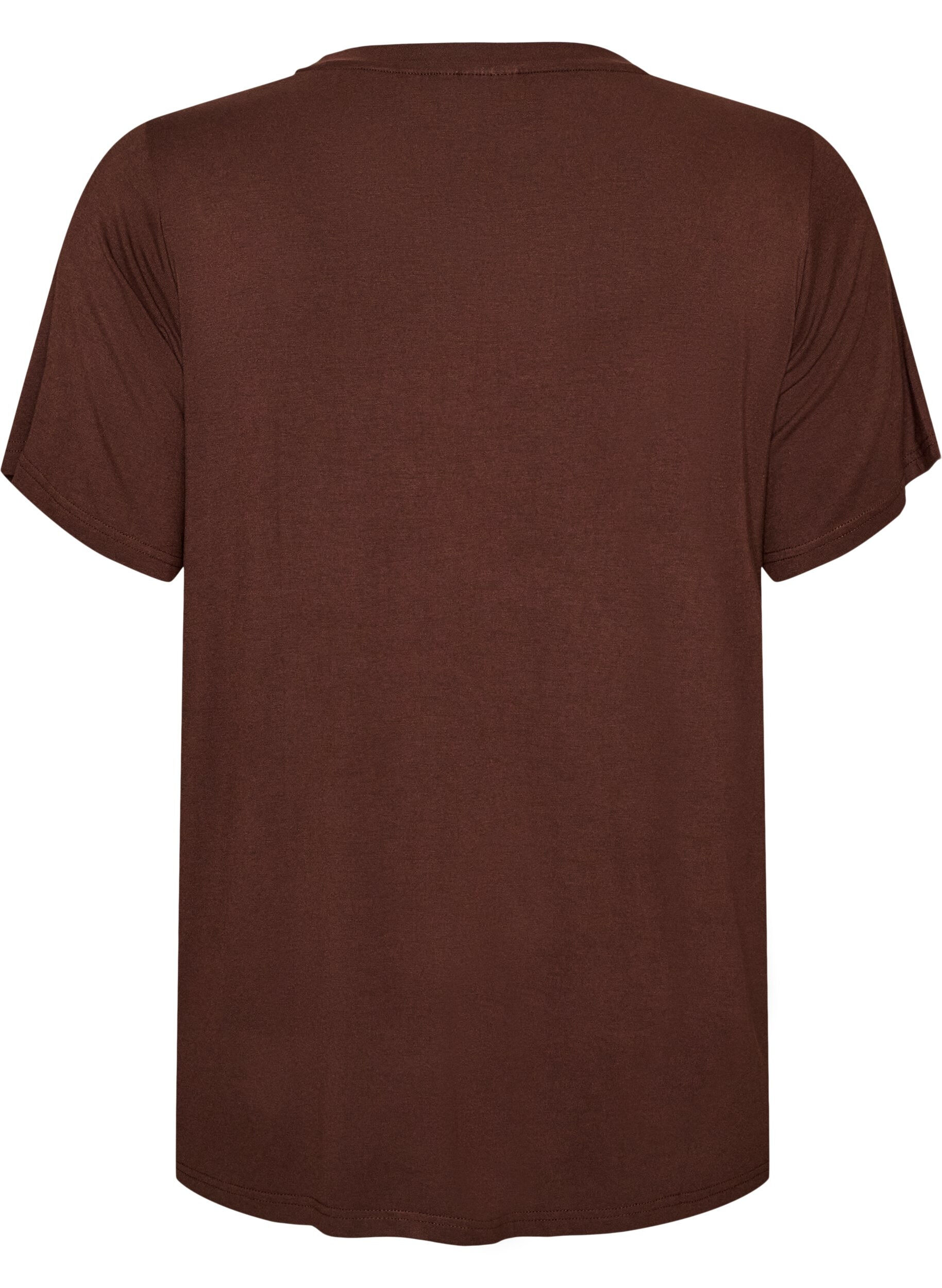 ZizziViscose T-shirt met strassteentjes, Bruin, Packshot image number 1