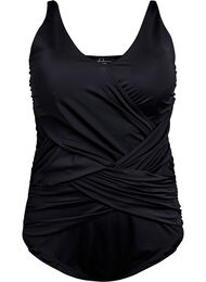 Badpak met gedrapeerd kruisdetaillering, Zwart