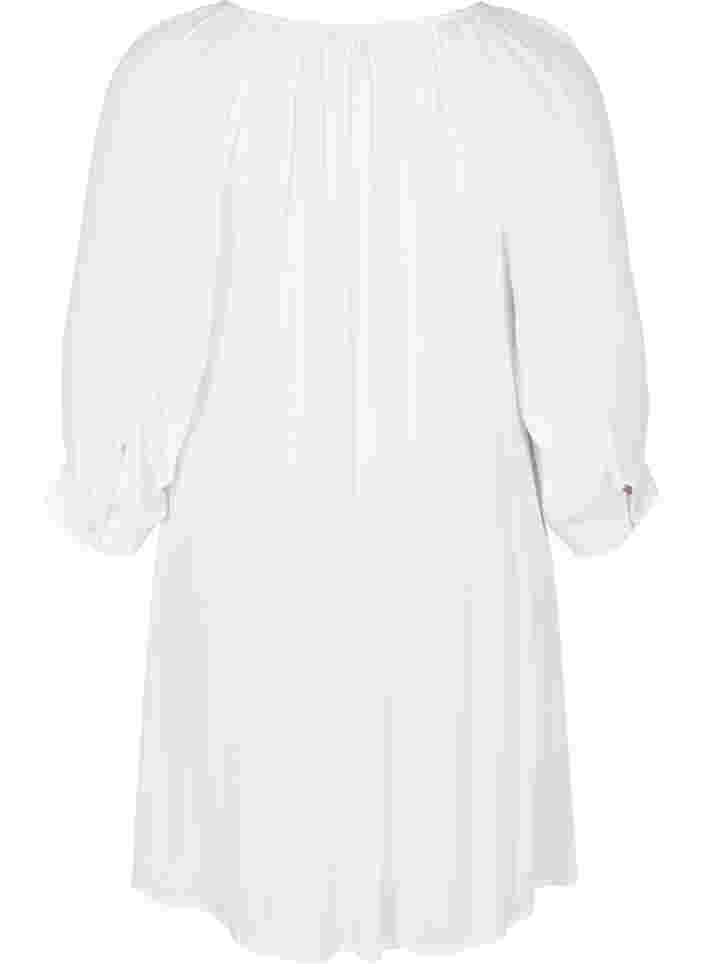 Viscose tuniek met 3/4 mouwen , Bright White, Packshot image number 1