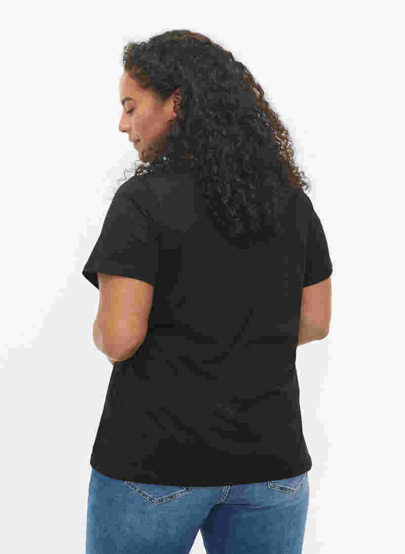 Katoenen t-shirt met korte mouwen en opdruk, Black Love, Model image number 1