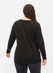 Blouse met similisteen en lange mouwen, Black, Model image number 1